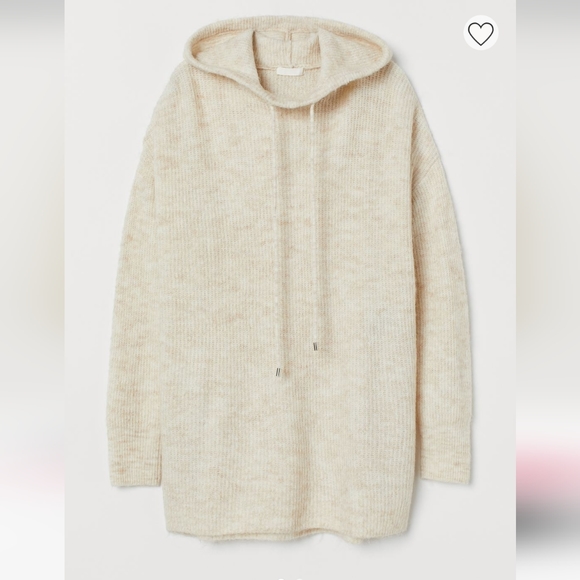 H&M xs beige melange rib knit hoodie - Picture 1 of 4